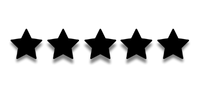 Five black, filled-in star icons arranged in a row, representing a five-star rating.